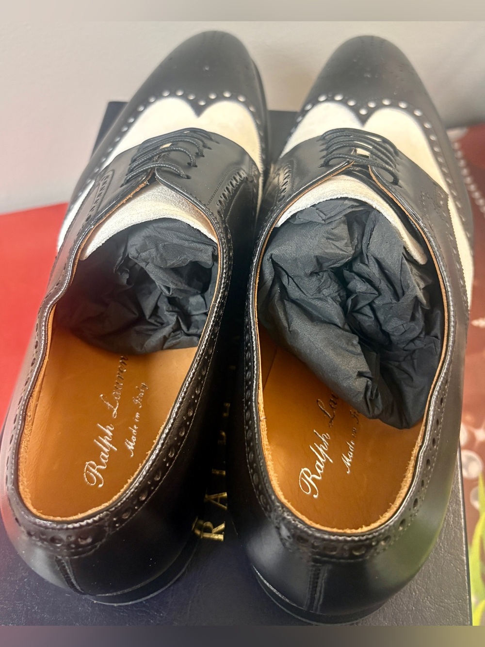 NIB Ralph Lauren (Purple Label) Italian Boucher Brogue Calf/Sued Shoes 9D
